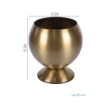 Yapay Çiçek Sitesi Metal Dekoratif Küre Saksı 15 Cm Bronz