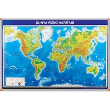 70X100CM Alüminyum Çerçeve Dünya Fiziki Haritası