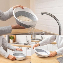 Katlanabilir Pratik Pirinç, Mercimek Süzgeci Yer Kaplamayan Katlanır Süzgeç Geniş Ve Kullanışlı Tasarım 30x25x15,5 Cm Diğer