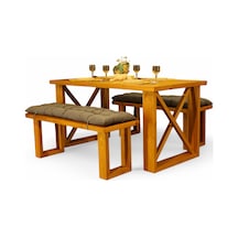 Neiwel Garden Dian Doğal Ahşap Banklı Bahçe Masa Takımı-100-300 Takım Açık Ceviz