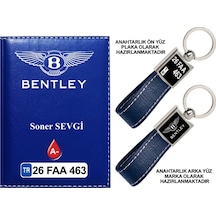 Plakanıza Özel Bentley Logolu Lacivert Ruhsat Kabı Ve Anahtarlık