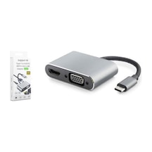 Hadron Hdx7839 Type-c To Hub Hdtv 4k 30hz + Type-c + Usb + Vga 4ın1 Gri