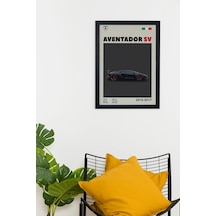 Lamborghini Aventador Sv 2016-2017 Car Serie Özel Tasarım Siyah Çerçeveli Tablo Poster