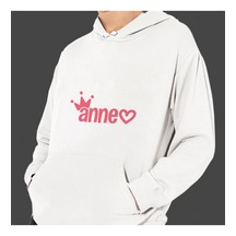 Anneler Günü Annem Baskılı Cepli, Kapşonlu Beyaz Unisex Sweats