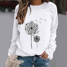 Kadın Uzun Kollu Bisiklet Yaka Çiçek Desenli Viskon Bluz Beyaz Kadın Uzun Kollu Bisiklet Yaka Çiçek Desenli Viskon Bluz Beyaz