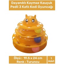 Carlburn Dayanıklı Kaymaz Kauçuk Pedli 3 Toplu Eğlenceli 3 Katlı Kedi Oyuncağı 19.5 x 24 CM