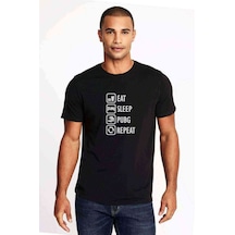 Pubg Eat Sleep Pubg Repeat Baskılı Siyah Erkek Tshirt