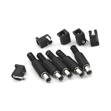 5 Set Jak Fiş+dc Şase Güc Kaynagı Soketi 2,5mm Erkek Dışı