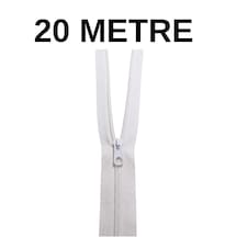 Beyaz Metrelik Fermuar 20 Metre + 20 Fermuar Başlığı