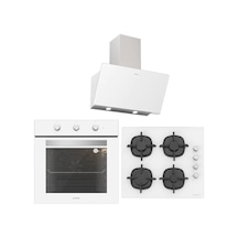 Silverline BO6503W01 - CS5343W01 - 3457 Soho 60 Beyaz Cam Ankastre Set