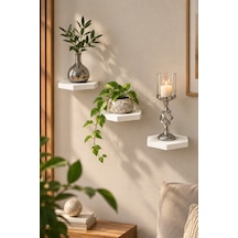 Sulorahome 3'lü Altıgen Beyaz Duvar Rafı Seti