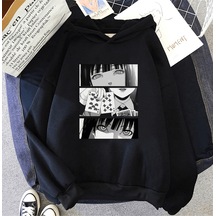 Anime Kakegurui Kapşonlu Sweatshirt Siyah