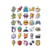 30 Adet Sevimli Renkli Maskot Sticker Seti - Laptop Defter Telefon Su Matarası İçin Çok Renkli