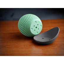 Bezos 3d Baskı Küre Saksı - Kafes Dokulu İki Parçalı Dekoratif Saksı - Mint-gri Rengaren Standart