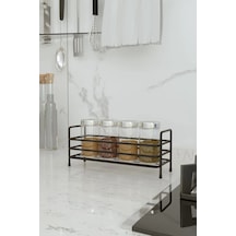 Karteya Banyo Mutfak Organizer Modern Siyah Metal Baharatlık Standı -tezgah Üstü Metal Banyo Düzenleyici Siyah