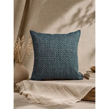 Etrol Mavisi Geometrik Desenli Keten Kırlent Kılıfı 43x43 Cm Premium Collection Petrol Yeşili
