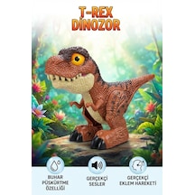 T-rex Kahverengi Dinozor 17 Cm Sesli Sis Püskürten Gerçekçi Tasarımlı Hareketli Oyuncak Dinozor
