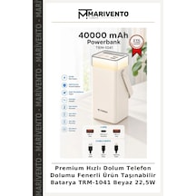 Premium Hızlı Dolum Telefon Dolumu Fenerli Ürün Taşınabilir Batarya Trm-1041 Beyaz 22,5w Çok Renkli