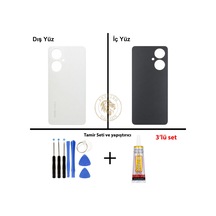 Tecno Camon 19 Beyaz Uyumlu Arka Kapak + Yapıştırıcı Ve Vida Seti Arka Cam Batarya Pil Kapağı Diğer