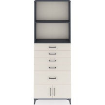 Arges Dolap 2 Raflı 5 Çekmeceli 2 Kapaklı 88x30x243 Antrasit-aytaşı Antrasit