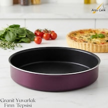30 Cm Granit Yuvarlak Fırın Tepsisi - Mürdüm Mürdüm