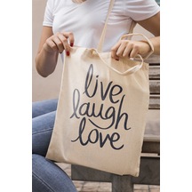 Bag Live Laugh Live Baskılı Alışveriş Plaj Bez Çanta