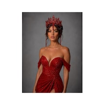 Diamond Veil Crown Alınlıklı Gelin,kına,nişan,söz,after,bride,party Taç Kırmızı - 885835840 Kırmızı