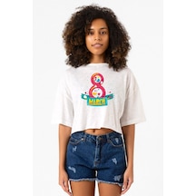 International Women's Day Beyaz Kırçıllı Kadın Crop Tshirt 001