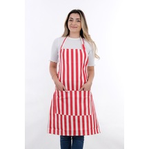 Sweet Ayar Askılı Mutfak Önlüğü Kırmızı Çizgili
