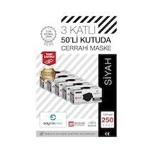 Saytekmed Meltblown Filtreli, Yassı İpli, 3 Katlı Siyah Maske (5 Kutu/250 Adet)