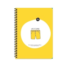 18.5x25 Çizgili Defter - Life Is Şort Sarı