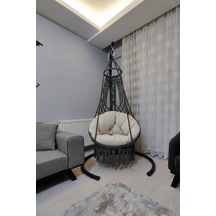 Tek Kişilik Makrome El Örgüsü Salıncak Mis38002antrasit Sadece Salıncak Antrasit Gri