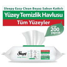 Sleepy Easy Clean Beyaz Sabun Katkılı Yüzey Temizlik Havlusu 2 x 100'lü