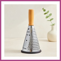 Gees Global 8" Ahşap & Bambu Saplı Çelik Rende Silikon Taban, 3 Bölümlü Gbzs