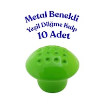 10 Adet Metal Benekli Yuvarlak Düğme Kulp - Çocuk Odası, Mutfak Ve Dolap İçin Modern Çekmece Kulbu Yeşil Yeşil