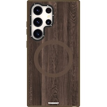 Galaxy S24 Ultra Uyumlu Kılıf Magsafe Şarj Özellikli Youngkit Wood Forest Serisi Kapak Gri