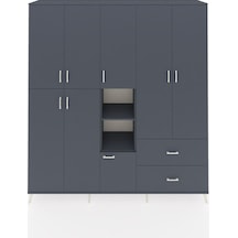 Hyperion Dolap 12 Raflı 2 Çekmeceli Tek Askılı 220x44x243 Antrasit-antrasit/antrasit Antrasıt/antrasıt - Antrasıt