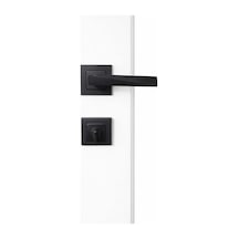 Lüks Mat Siyah Kare Rozetli Wc/banyo Kapı Kolu Seti - Modern Tasarım Metal