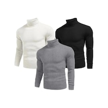 Barlashive Erkek 3 Adet Kaşkorse Boğazlı Full Likralı Fitilli Slimfit Body Çok Renkli