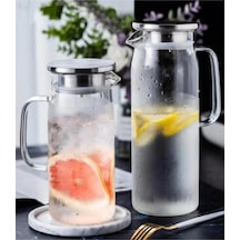 Zvnm 1500 Ml Borosilikat Cam Su Sürahisi - Metal Kapaklı Ve Isıya Dayanıklı Zcv12 Renkli