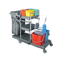 Safell SF3301 Brandalı Kat Temizlik - Otel Temizlik ve Çöp Toplama Arabası - Çift Kovalı Temizlik Arabası