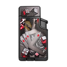Hunter Çift Torch Pürmüz Ace & Zar Design Siyah Metal Puro Çakmağı Ack042
