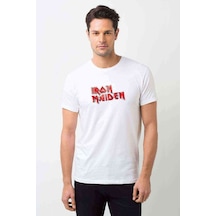 Iron Maiden Rock Am Ring Metal Baskılı Beyaz Erkek Tshirt