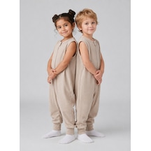 Babyhola 1 Tog Yazlık Çocuk Uyku Tulumu 1-8 Yaş Unisex Kısa Kollu %100 Pamuk Waffle 2702 Kahverengi