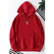 Chen Üzümlü Kekim Baskılı Sweatshirt Kırmızı