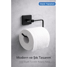 Buççin Online Mağaza Premium Kare Yapışkanlı Siyah Açık Tuvalet Kağıtlığı Wc Kağıtlık Tutucu Metal Siyah Çok Renkli