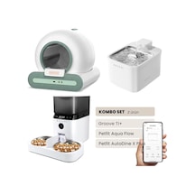Groove Ti+ Akıllı Otomatik Kedi Tuvaleti Yeşil - Petfit Aqua Flow Akıllı Bataryalı Su Pınarı Çeşmesi + Petfit Autodine X Plus Akıllı Otomatik Mama Kabı Bundle
