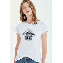 Ghost Rider Motorsiklet Skull Rider Baskılı Beyaz Kadın Tshirt