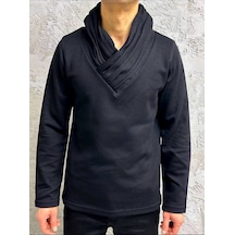 Black Steel Şal Yaka Casual Erkek Sweatshırt Siyah