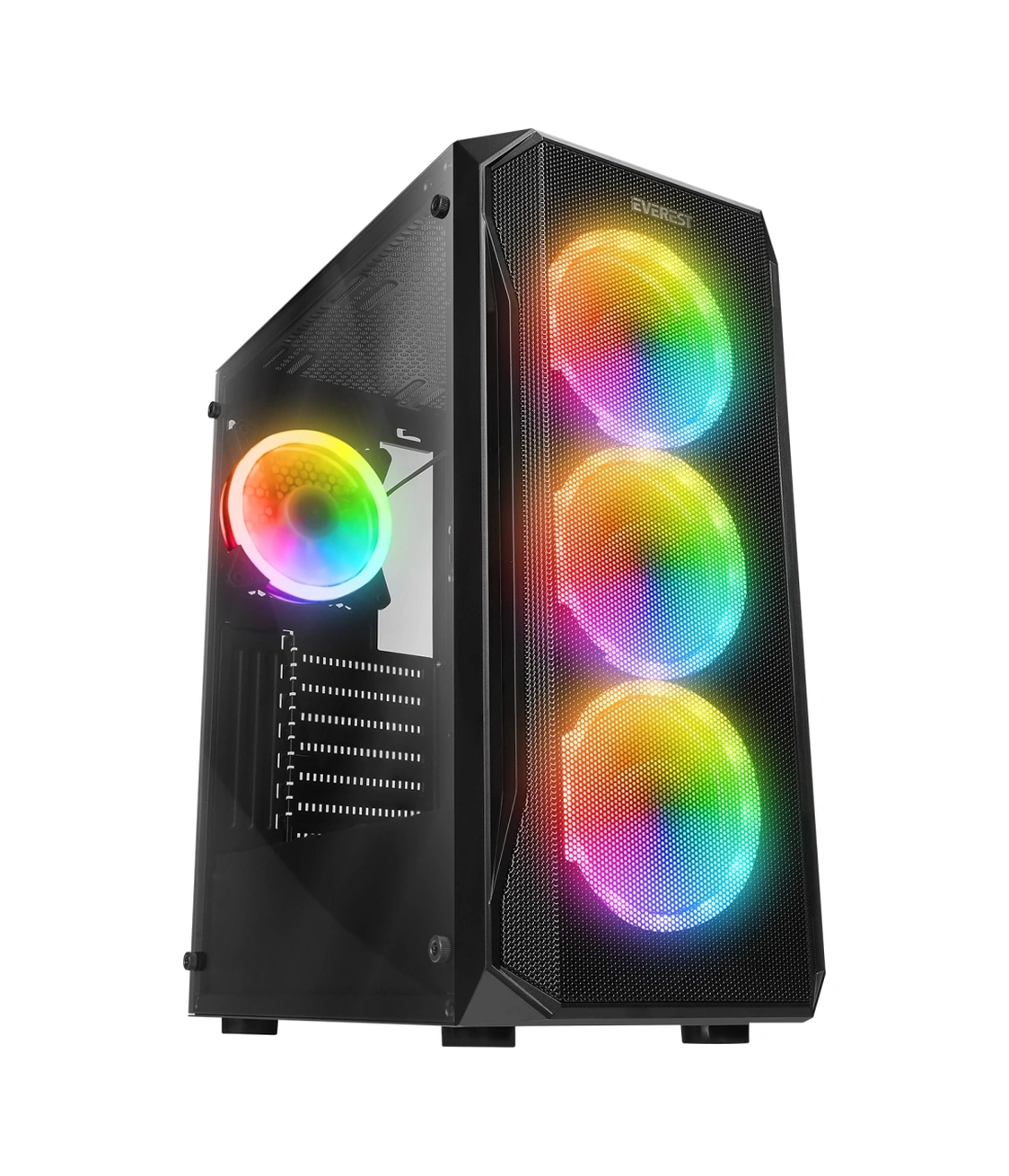 Everest X-racer, Mesh, 600w Peak , 4x12cm Rgb Fan, Temperli Cam Yan Panel, Atx, Gamıng Kasa